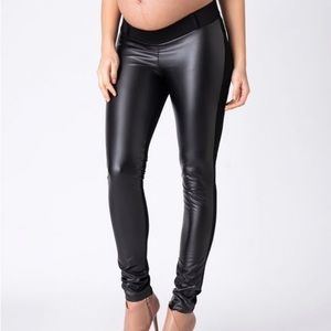 Seraphine Faux Leather Panel Maternity Leggings
